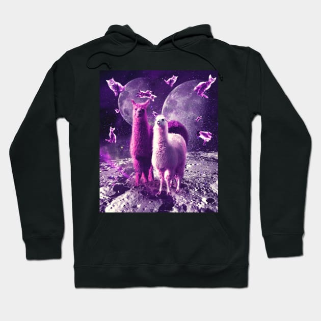 Outer Space Galaxy Cat With Llama Hoodie by Random Galaxy